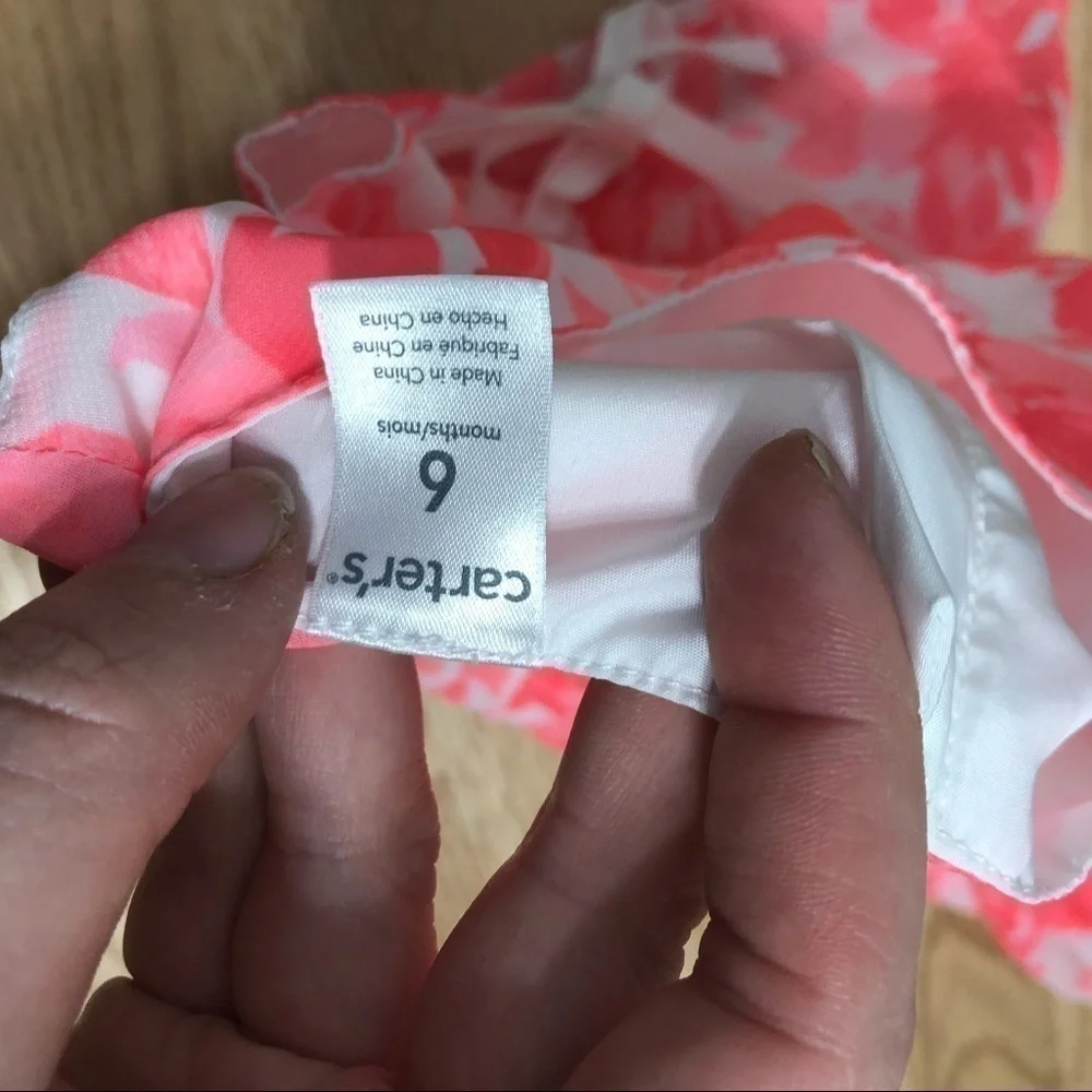 Carter’s Pink Floral A-line Dress Sz 6 Months Baby Girl Sleeveless